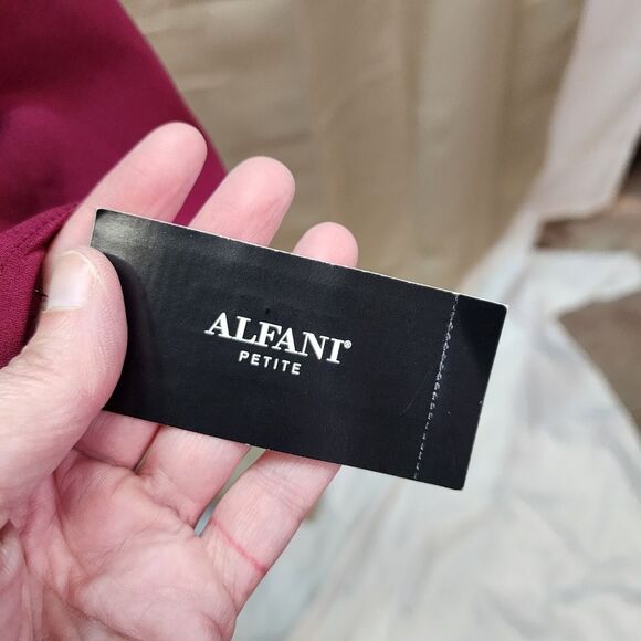 Alfani Dark Pink Ruffle Sleeve Popover Blouse Size Large Petite - Picture 5 of 10